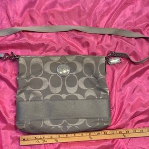 Coach silver gray fabric bag
